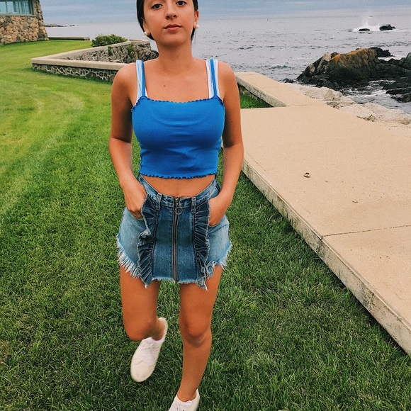 Topshop Tops - Royal blue topshop lettuce hem cropped tank Topshop Tops - Royal blue topshop lettuce hem cropped tank